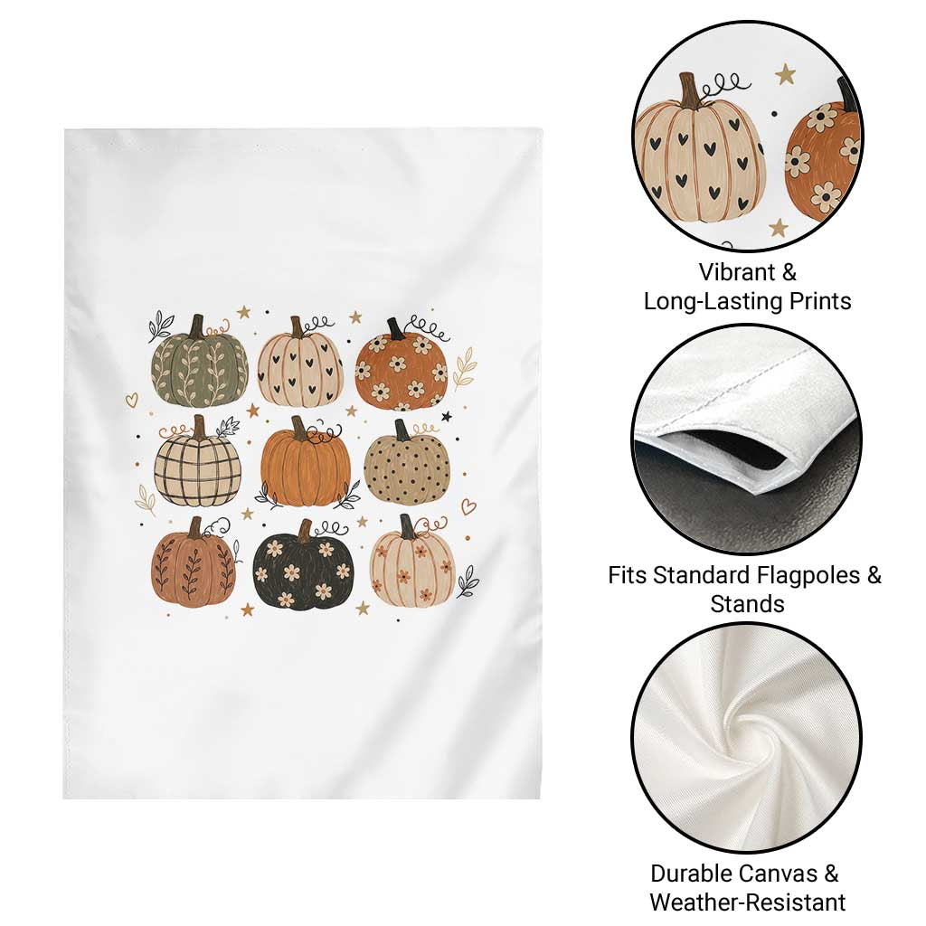 Aesthetic Boho Earthy Pumpkins Grid Garden Flag Cute Fall Season Autumn Thanksgiving