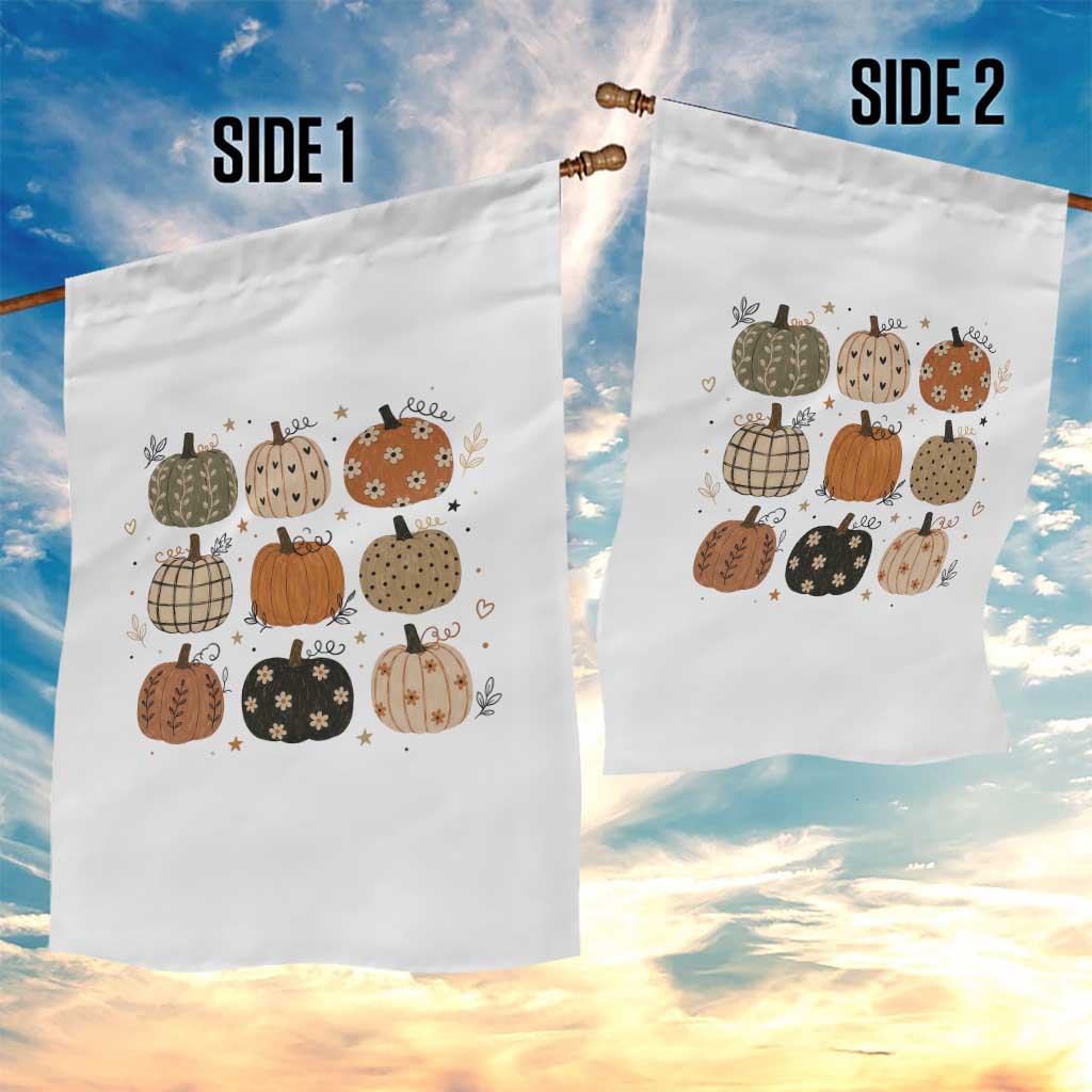 Aesthetic Boho Earthy Pumpkins Grid Garden Flag Cute Fall Season Autumn Thanksgiving