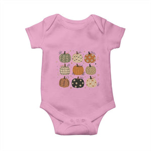 Aesthetic Boho Earthy Pumpkins Grid Baby Onesie Cute Fall Season Autumn Thanksgiving