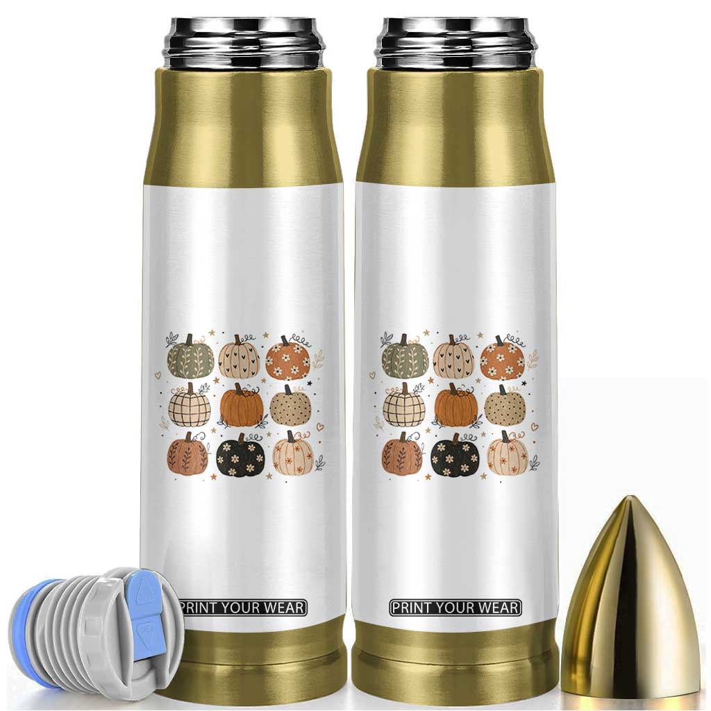 Aesthetic Boho Earthy Pumpkins Grid Bullet Tumbler Cute Fall Season Autumn Thanksgiving