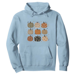 Aesthetic Boho Earthy Pumpkins Grid Hoodie Cute Fall Season Autumn Thanksgiving