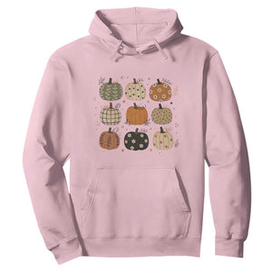 Aesthetic Boho Earthy Pumpkins Grid Hoodie Cute Fall Season Autumn Thanksgiving