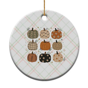 Aesthetic Boho Earthy Pumpkins Grid Ceramic Ornament Cute Fall Season Autumn Thanksgiving