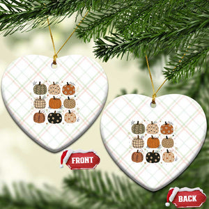 Aesthetic Boho Earthy Pumpkins Grid Ceramic Ornament Cute Fall Season Autumn Thanksgiving