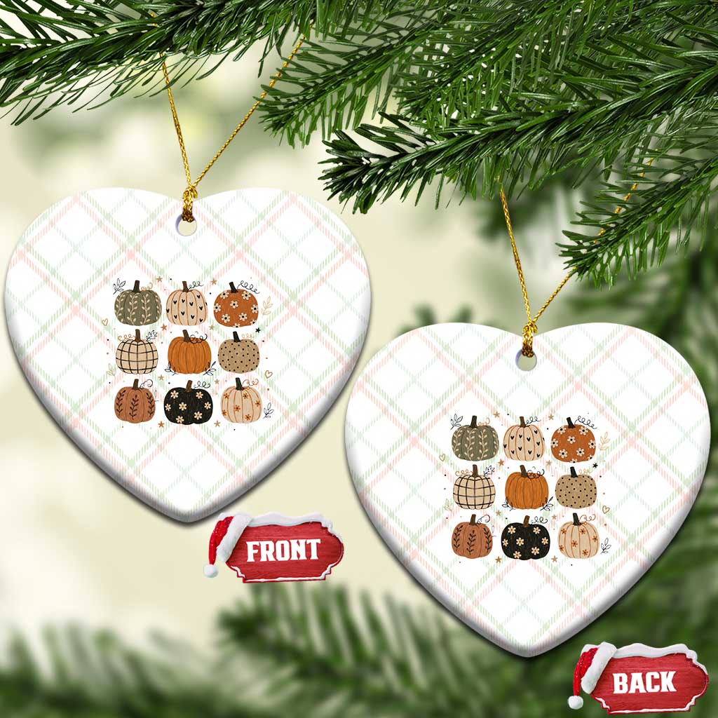 Aesthetic Boho Earthy Pumpkins Grid Ceramic Ornament Cute Fall Season Autumn Thanksgiving