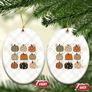 Aesthetic Boho Earthy Pumpkins Grid Ceramic Ornament Cute Fall Season Autumn Thanksgiving