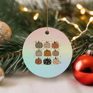 Aesthetic Boho Earthy Pumpkins Grid Ceramic Ornament Cute Fall Season Autumn Thanksgiving