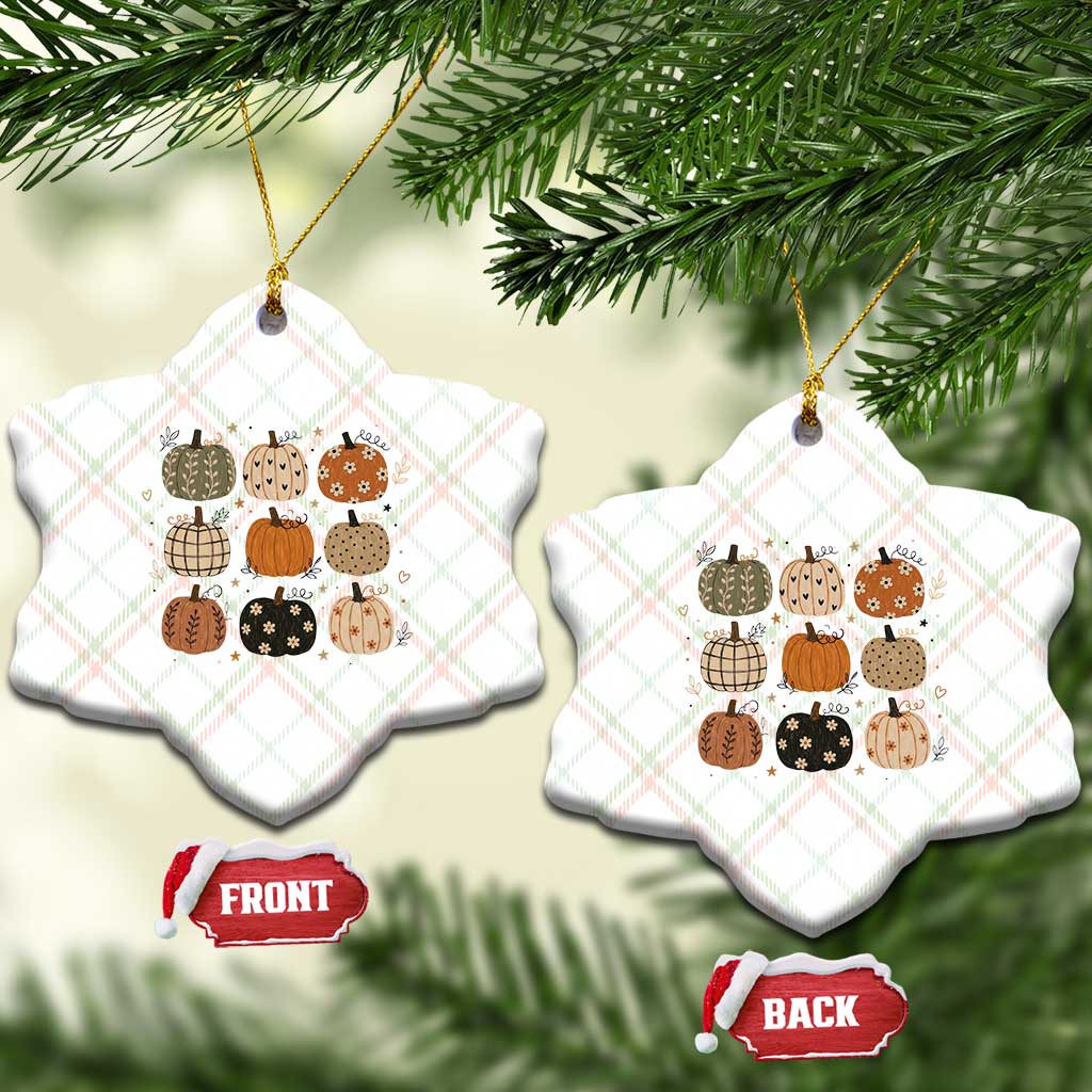 Aesthetic Boho Earthy Pumpkins Grid Ceramic Ornament Cute Fall Season Autumn Thanksgiving