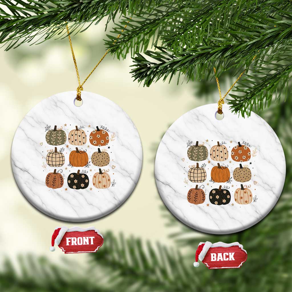 Aesthetic Boho Earthy Pumpkins Grid Ceramic Ornament Cute Fall Season Autumn Thanksgiving