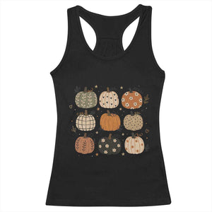 Aesthetic Boho Earthy Pumpkins Grid Racerback Tank Top Cute Fall Season Autumn Thanksgiving