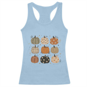 Aesthetic Boho Earthy Pumpkins Grid Racerback Tank Top Cute Fall Season Autumn Thanksgiving