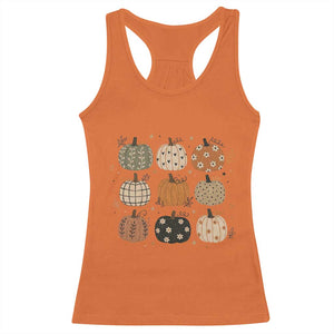 Aesthetic Boho Earthy Pumpkins Grid Racerback Tank Top Cute Fall Season Autumn Thanksgiving