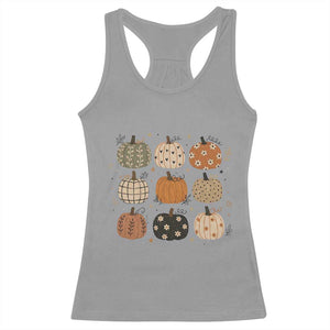 Aesthetic Boho Earthy Pumpkins Grid Racerback Tank Top Cute Fall Season Autumn Thanksgiving