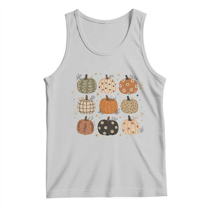 Aesthetic Boho Earthy Pumpkins Grid Tank Top Cute Fall Season Autumn Thanksgiving