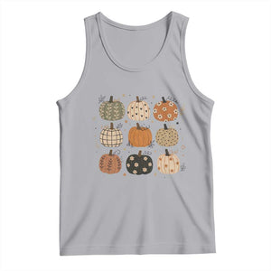 Aesthetic Boho Earthy Pumpkins Grid Tank Top Cute Fall Season Autumn Thanksgiving