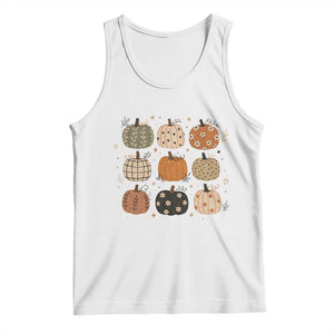 Aesthetic Boho Earthy Pumpkins Grid Tank Top Cute Fall Season Autumn Thanksgiving