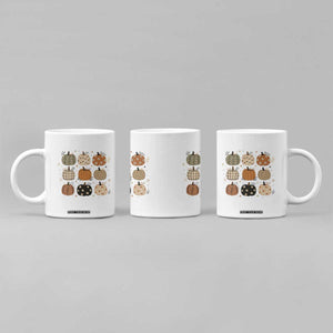 Aesthetic Boho Earthy Pumpkins Grid Coffee Mug Cute Fall Season Autumn Thanksgiving