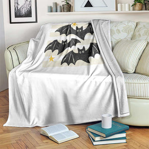 Retro Cute Flying Black Bats Preppy Style Aesthetic Throw Blanket Vintage Distressed Stripes Halloween Gift
