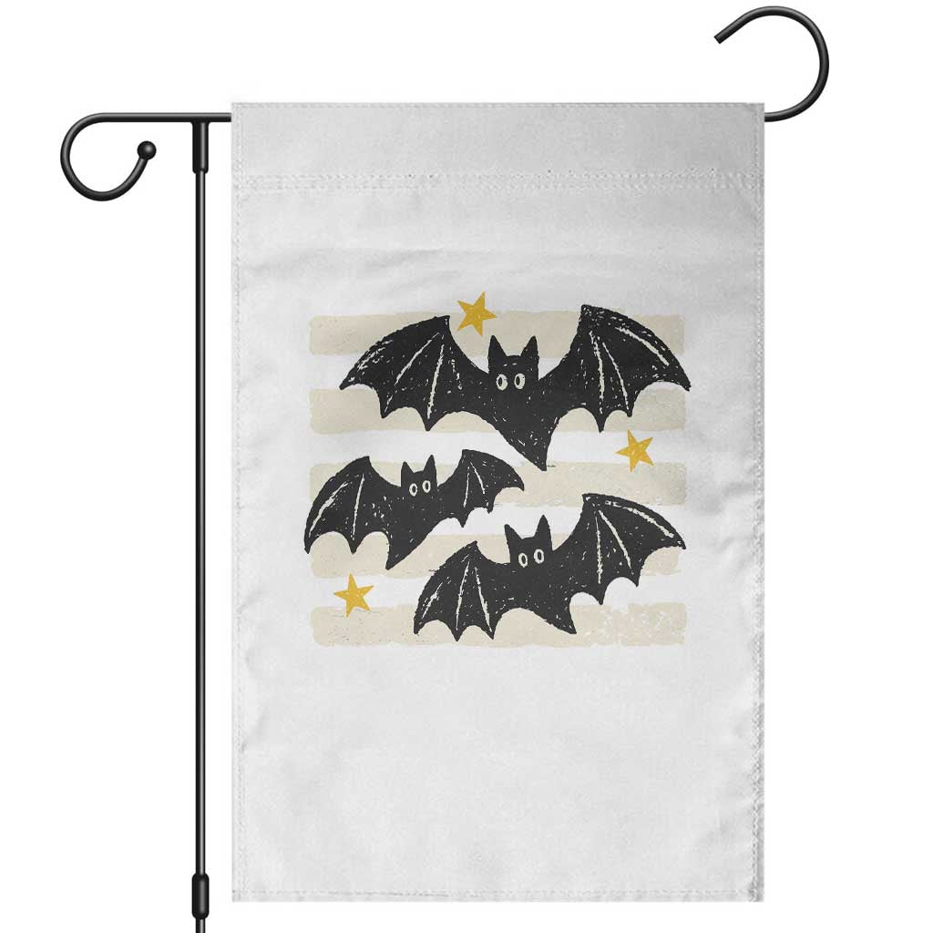 Retro Cute Flying Black Bats Preppy Style Aesthetic Garden Flag Vintage Distressed Stripes Halloween Gift