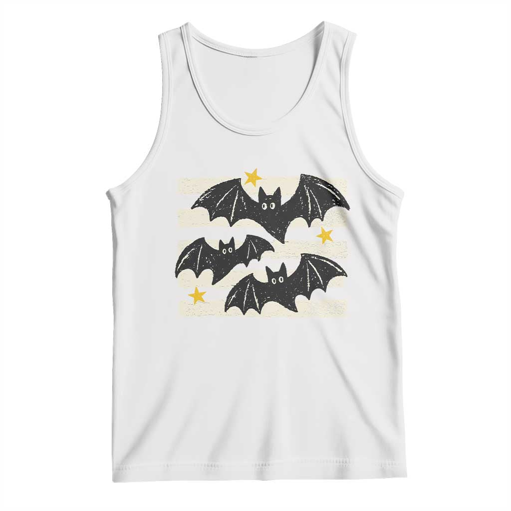 Retro Cute Flying Black Bats Preppy Style Aesthetic Tank Top Vintage Distressed Stripes Halloween Gift
