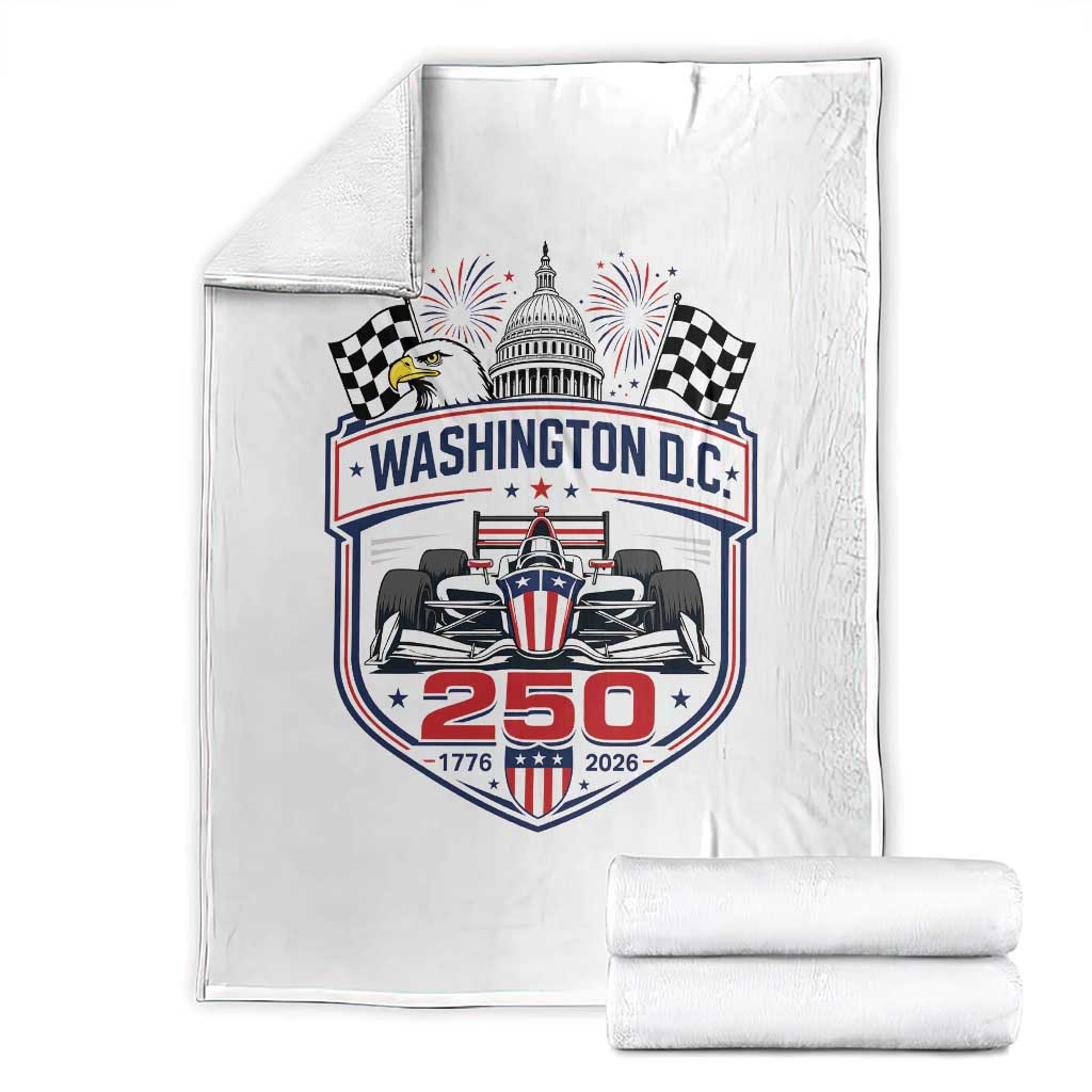 Washington DC 250th Anniversary American Racing Car Throw Blanket Patriotic 1776 2026 Semiquincentennial