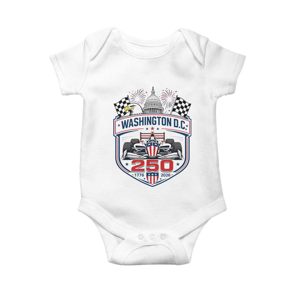 Washington DC 250th Anniversary American Racing Car Baby Onesie Patriotic 1776 2026 Semiquincentennial