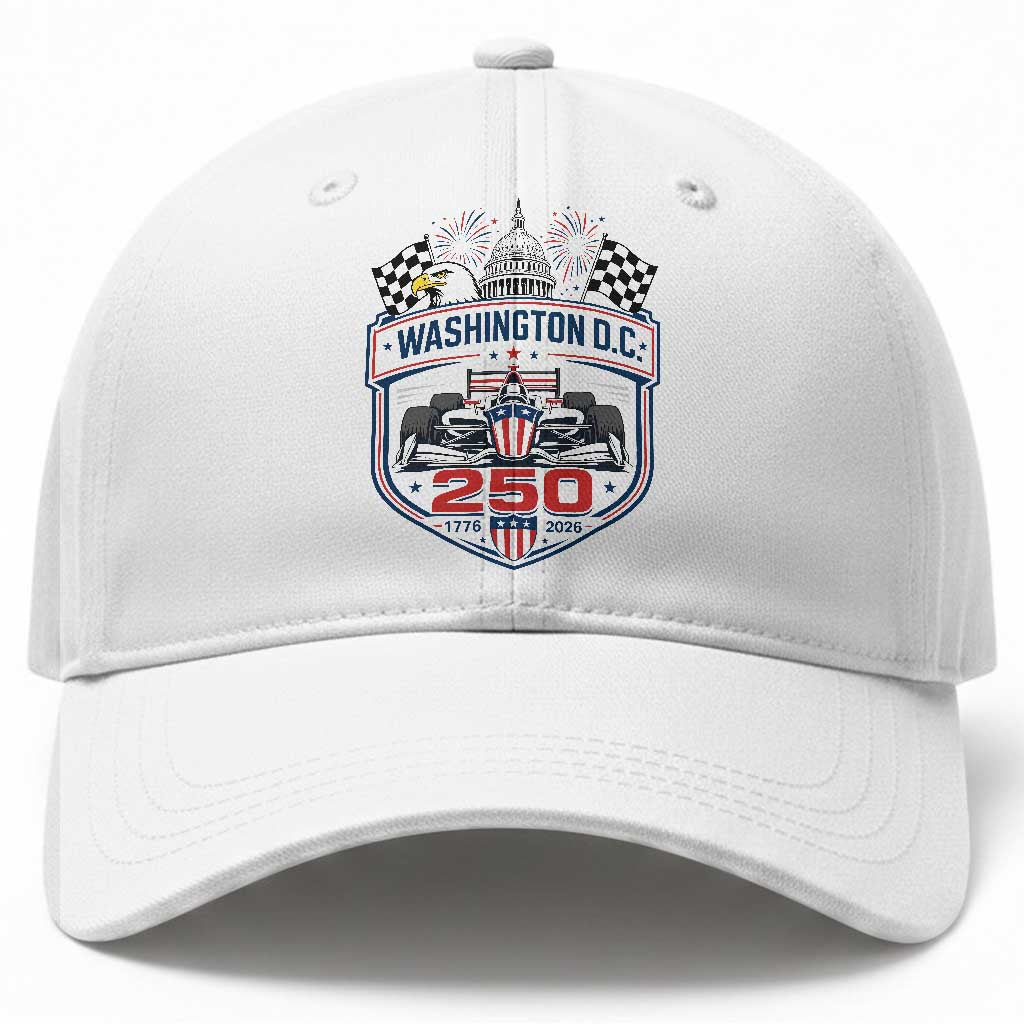 Washington DC 250th Anniversary American Racing Car Baseball Cap Patriotic 1776 2026 Semiquincentennial