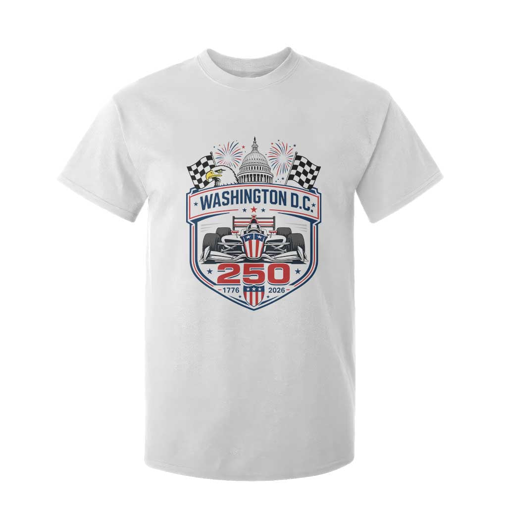 Washington DC 250th Anniversary American Racing Car T Shirt For Kid Patriotic 1776 2026 Semiquincentennial