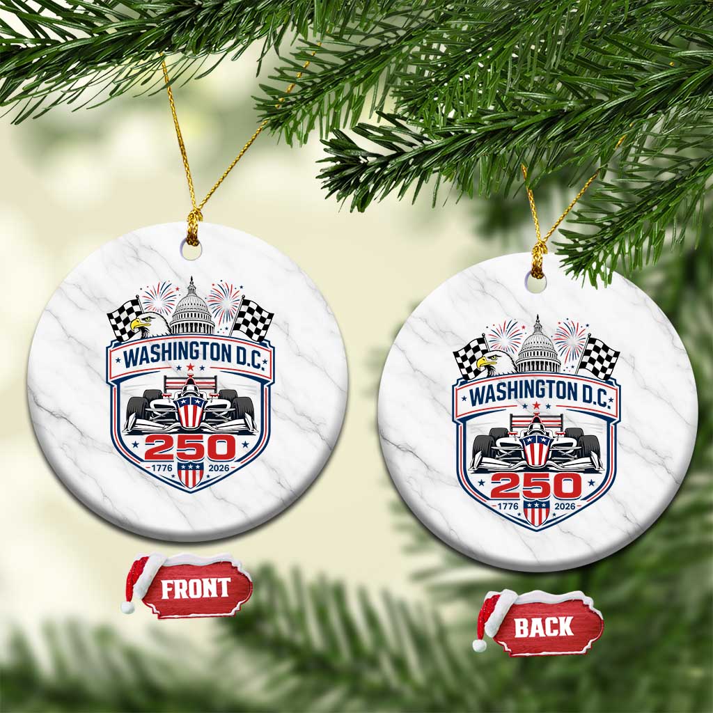 Washington DC 250th Anniversary American Racing Car Ceramic Ornament Patriotic 1776 2026 Semiquincentennial