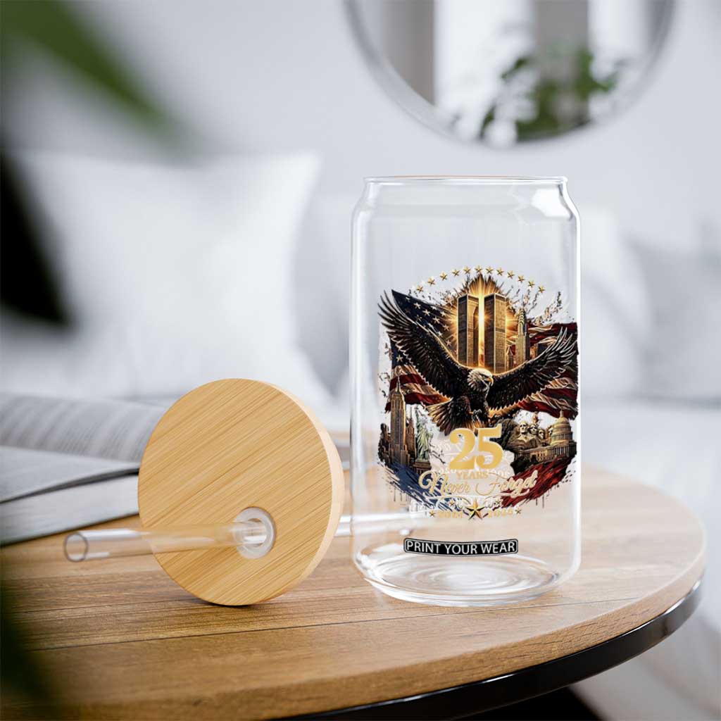 Patriotic American Eagle 9 11 Memorial 25th Anniversary Glass Can 25 Years 2021 2026 Never Forget