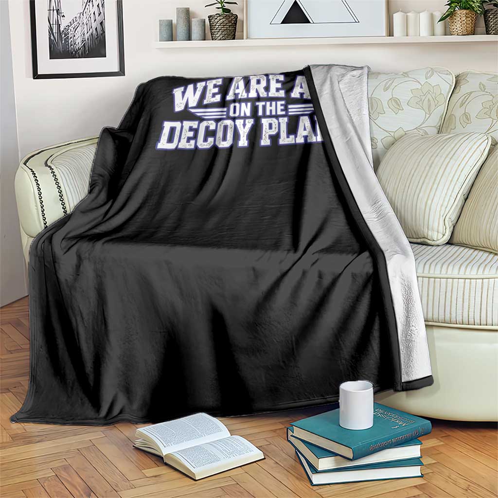 We Are All On The Decoy Plane Theories Aviator Wings Blue Throw Blanket Funny Satirical Meme Conspiracy Commentary