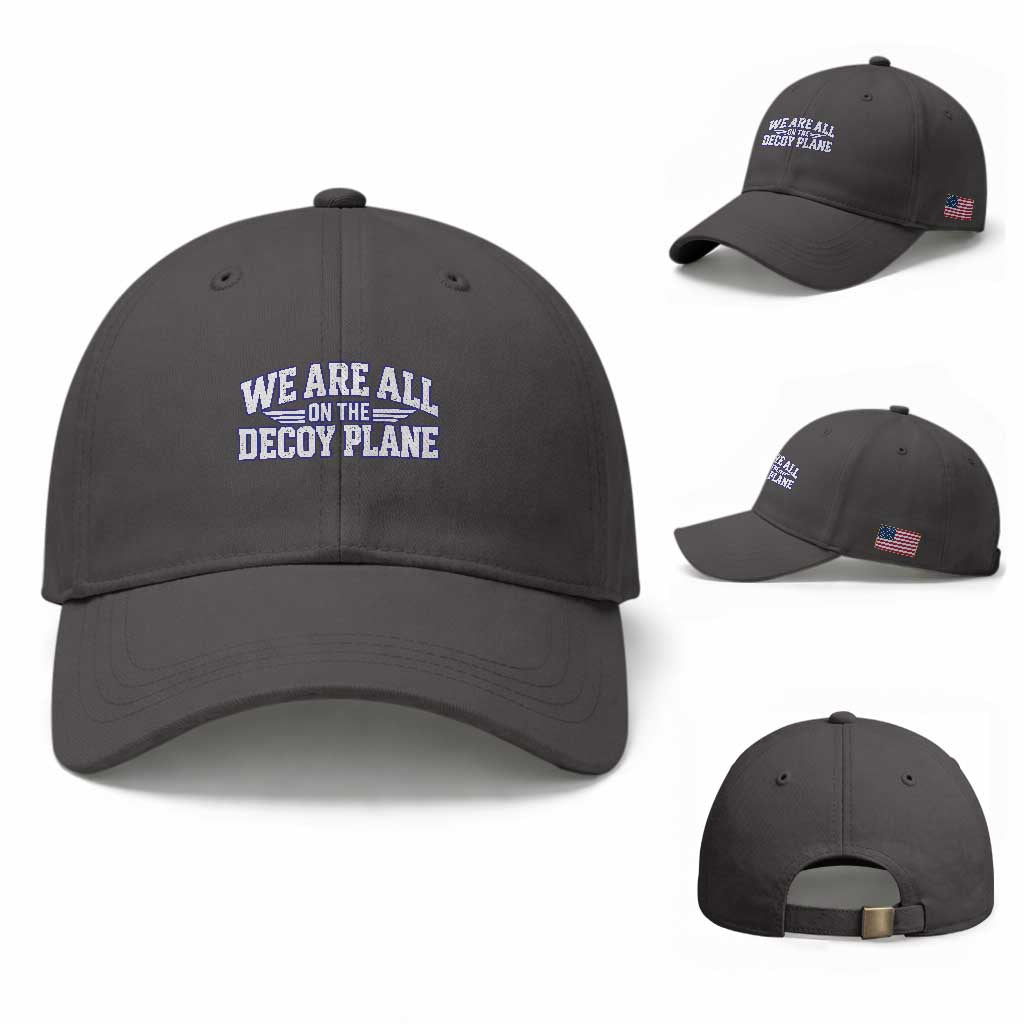 We Are All On The Decoy Plane Theories Aviator Wings Blue Baseball Cap Funny Satirical Meme Conspiracy Commentary TS02 Baseball Cap Universal Fit Dark Gray Print Your Wear