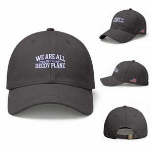We Are All On The Decoy Plane Theories Aviator Wings Blue Baseball Cap Funny Satirical Meme Conspiracy Commentary TS02 Baseball Cap Universal Fit Dark Gray Print Your Wear