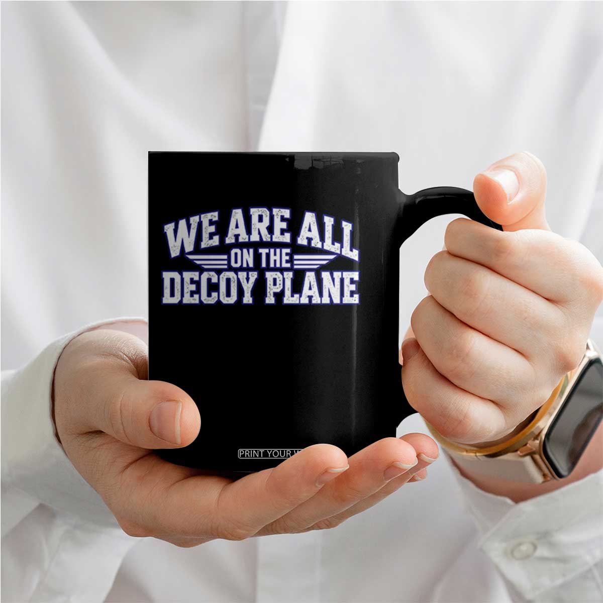 We Are All On The Decoy Plane Theories Aviator Wings Blue Coffee Mug Funny Satirical Meme Conspiracy Commentary
