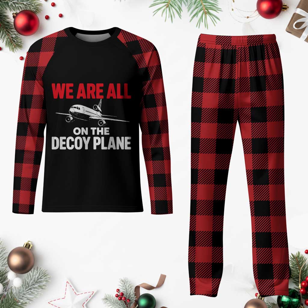 We Are All On The Decoy Plane Theories Trijet Aircraft Graphic Plaid Pajama Set Funny Satirical Meme Conspiracy Commentary TS02 Buffalo Plaid Print Your Wear
