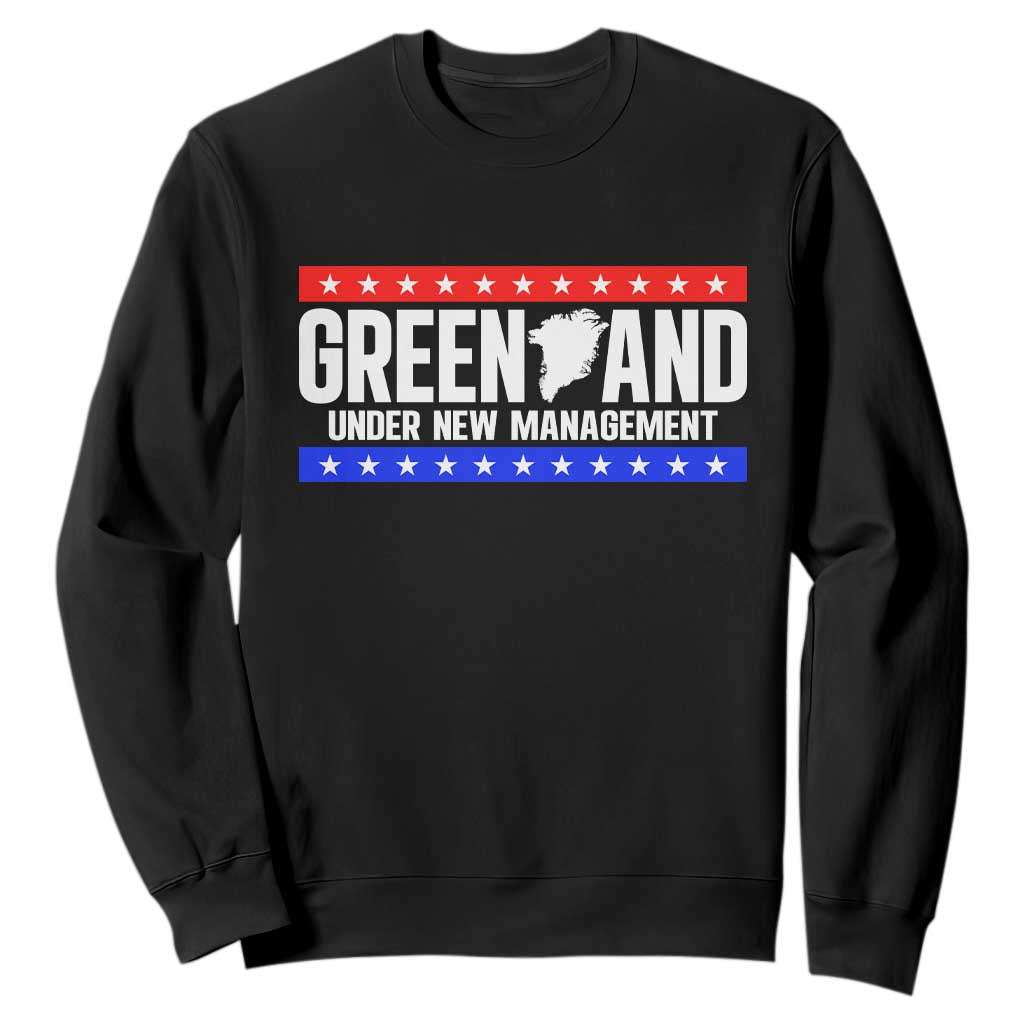 Greenland Under New Management Map Graphic Sweatshirt Funny Geographical Humor Patriotic Red White and Blue