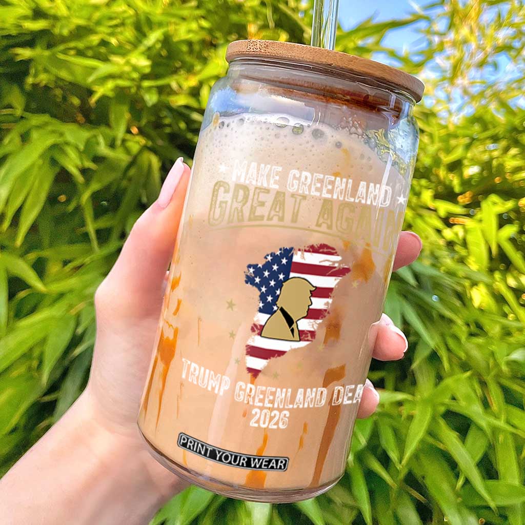 Make Greenland Great Again Patriotic USA Flag Map Glass Can Funny Geographical Humor
