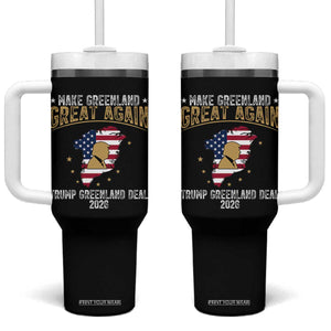 Make Greenland Great Again Patriotic USA Flag Map Tumbler With Handle Funny Geographical Humor
