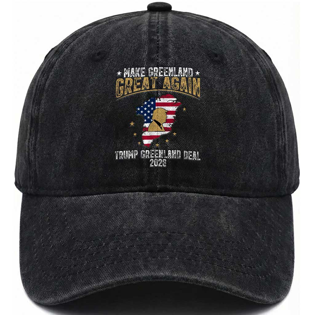 Make Greenland Great Again Patriotic USA Flag Map Washed Cotton Baseball Cap Funny Geographical Humor