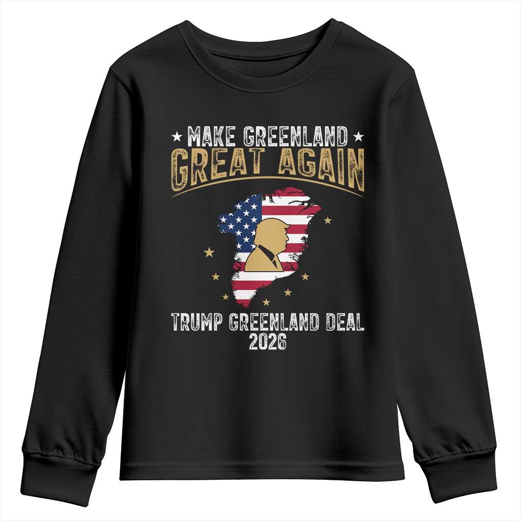 Make Greenland Great Again Patriotic USA Flag Map Youth Sweatshirt Funny Geographical Humor