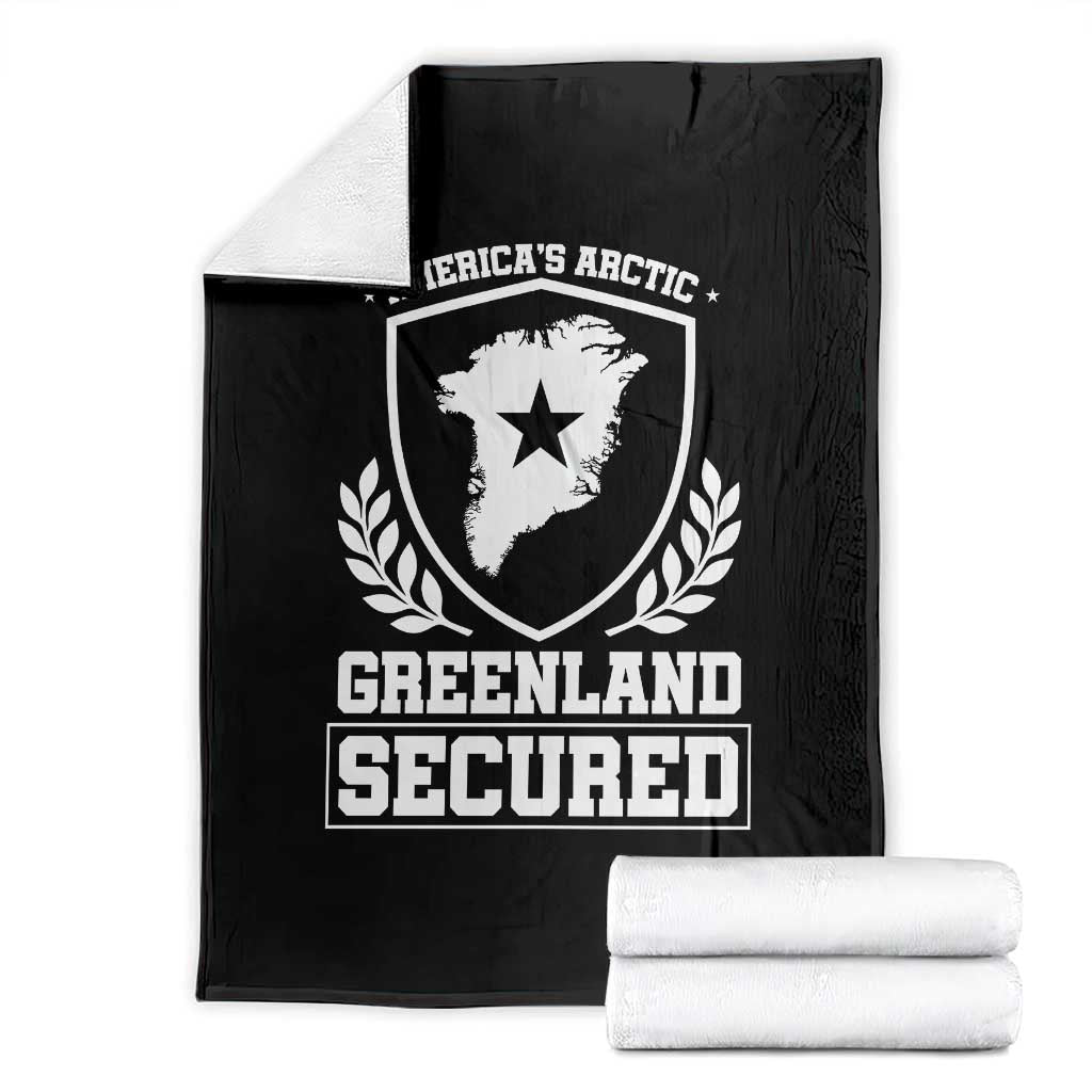 Americas Arctic Greenland Secured Shield Crest Graphic Throw Blanket Patriotic Satire Geographical Humor