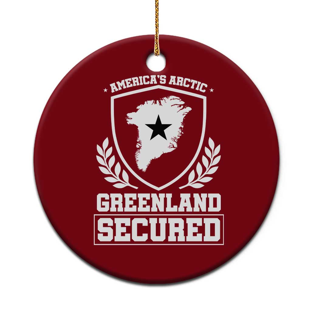 Americas Arctic Greenland Secured Shield Crest Graphic Ceramic Ornament Patriotic Satire Geographical Humor