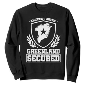 Americas Arctic Greenland Secured Shield Crest Graphic Sweatshirt Patriotic Satire Geographical Humor