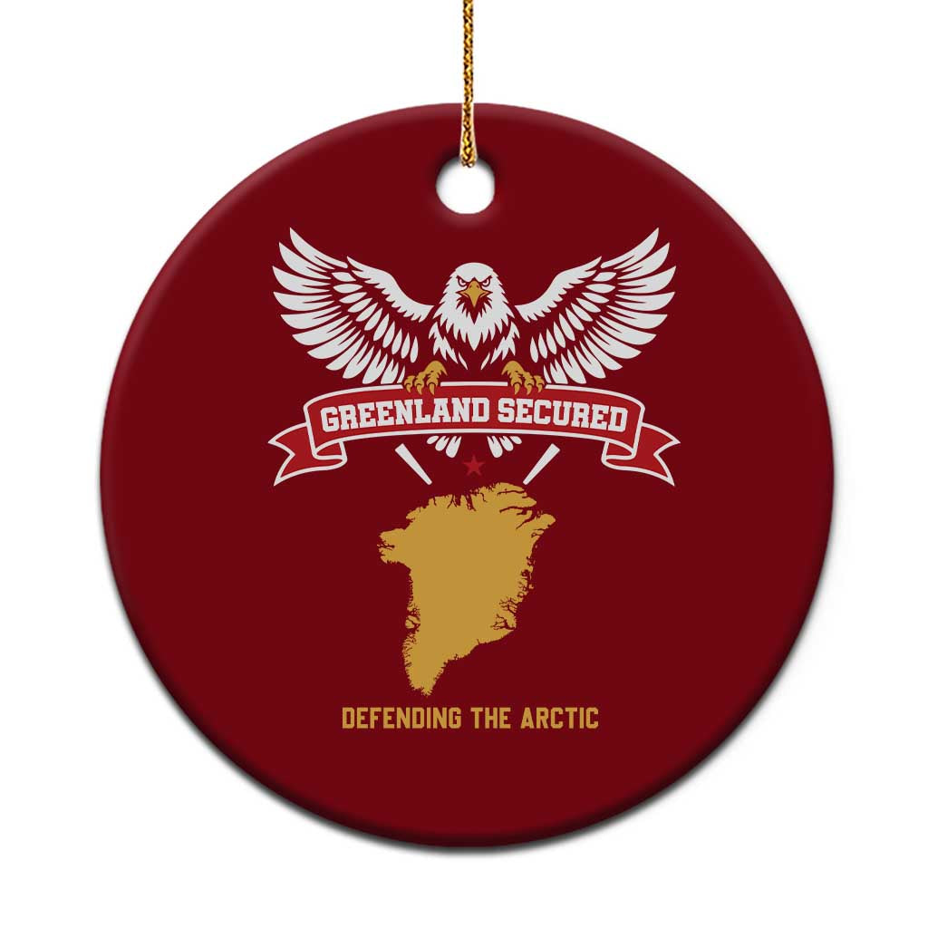 Greenland Secured Defending The Arctic Bald Eagle Graphic Ceramic Ornament Patriotic Military Style Satire Geographical Humor