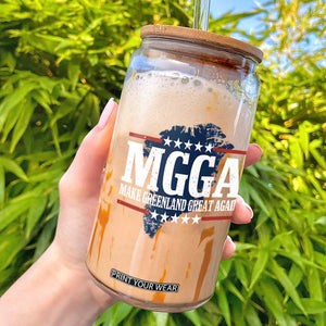 MGGA Make Greenland Great Again Map Graphic Glass Can