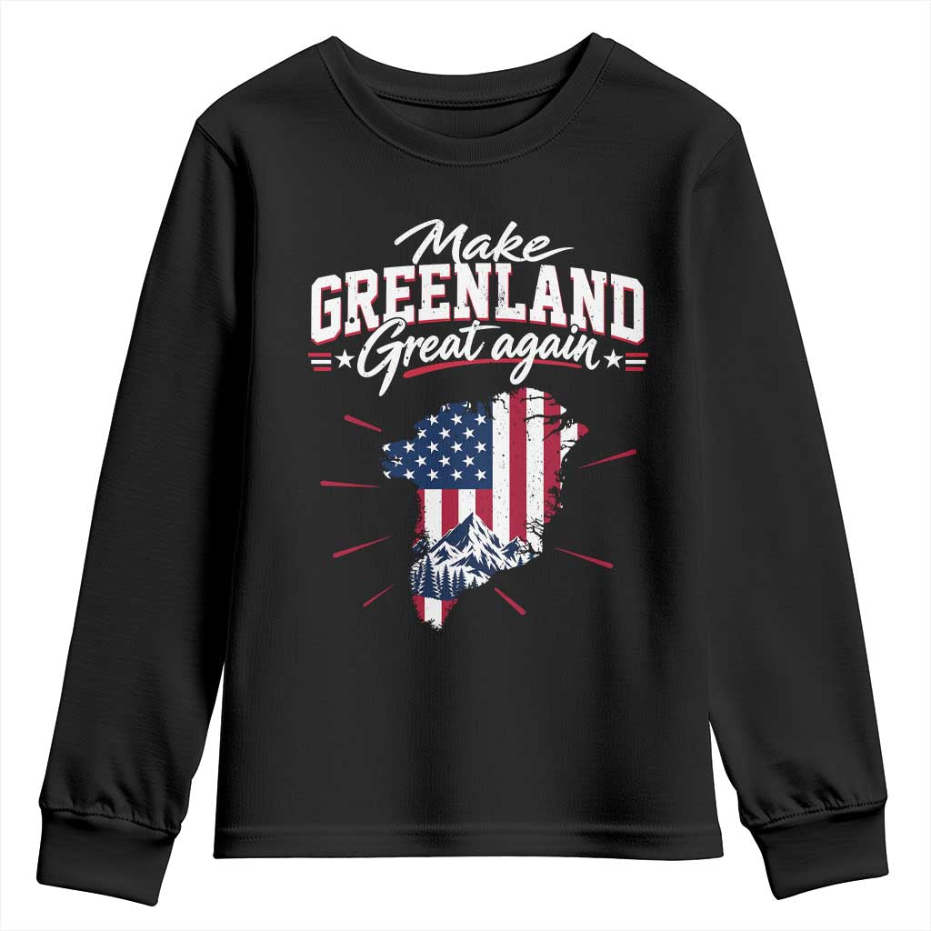 Make Greenland Great Again MGGA Map USA Flag Youth Sweatshirt Patriotic Mountain Landscape Country Graphic