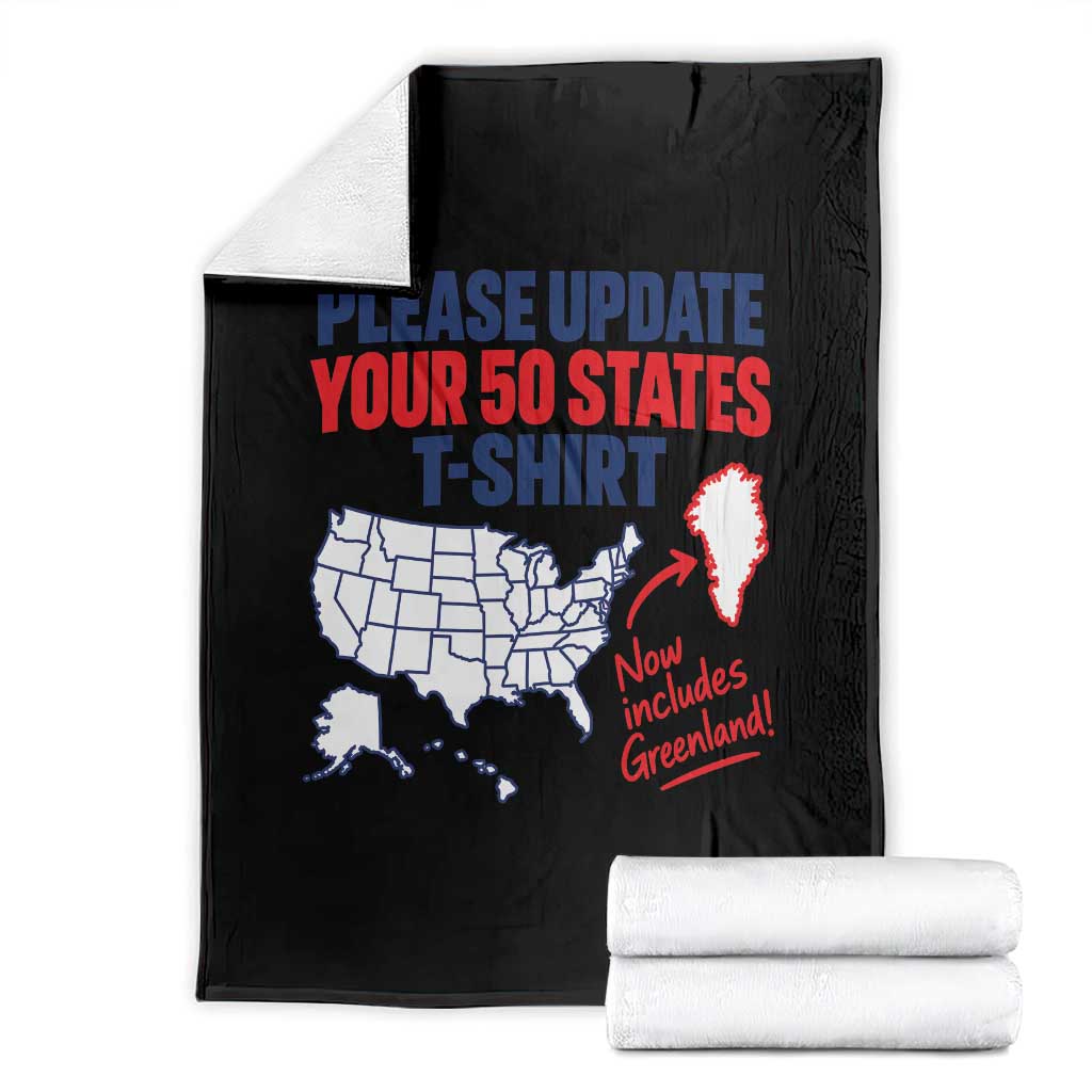 Please Update Your 50 States Map USA Now Includes Greenland Throw Blanket Funny Geographic Parody Satire