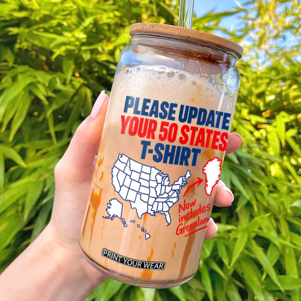 Please Update Your 50 States Map USA Now Includes Greenland Glass Can Funny Geographic Parody Satire