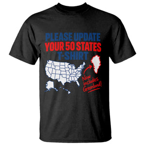 Please Update Your 50 States Map USA Now Includes Greenland T Shirt Funny Geographic Parody Satire