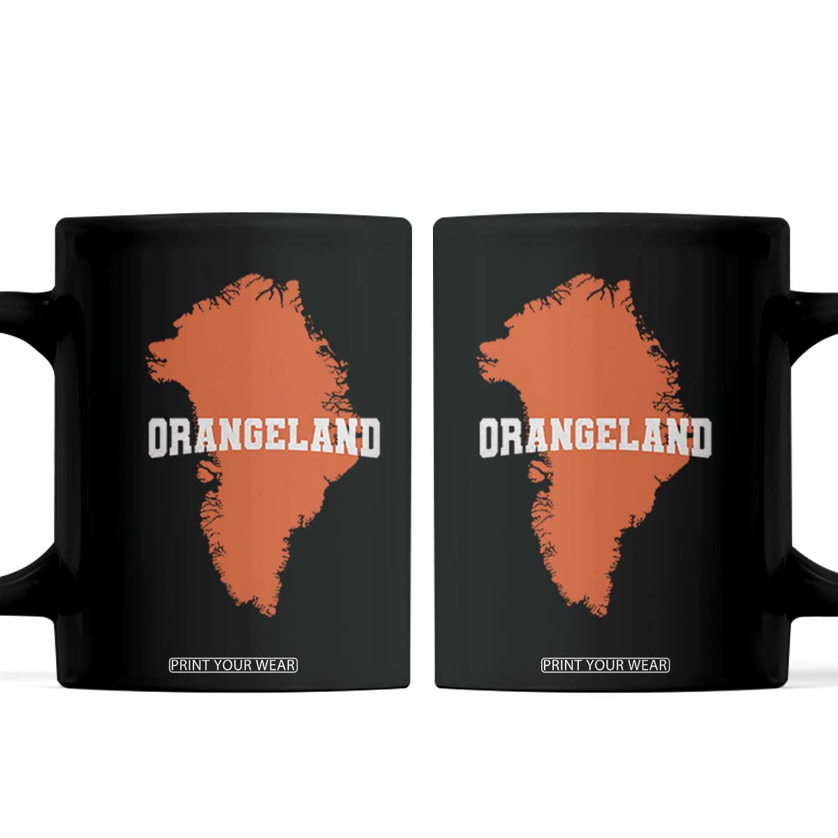 Orangeland Orange Greenland Map Silhouette Graphic Coffee Mug Funny Geographic Parody